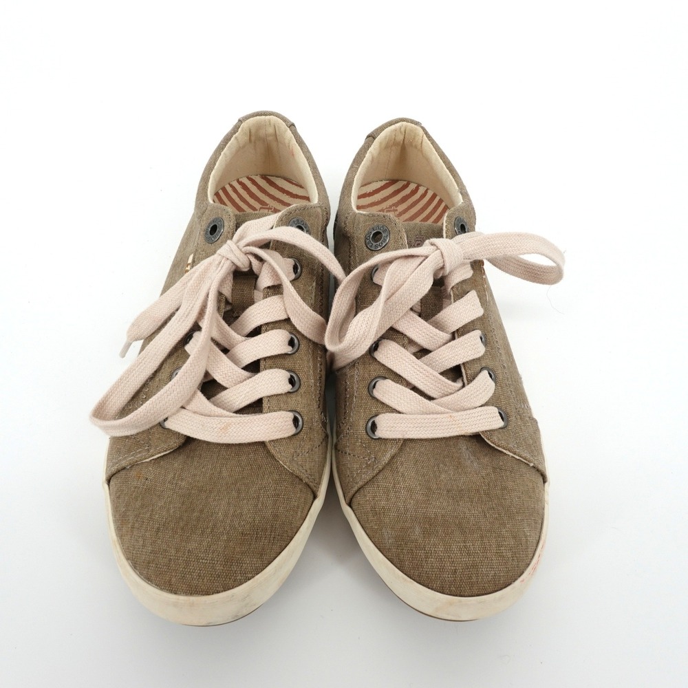 Taos Star Canvas Sneakers Olive Khaki Lace Up Comfort Shoes Women 7 STA-12844